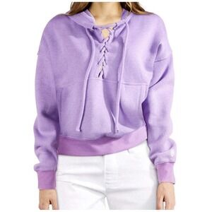 Free‎ People Movement Believe It Hoodie Size Small Purple Lace Up Sweatshirt
